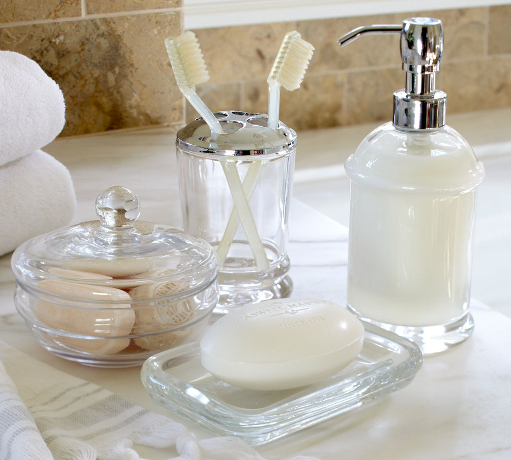 Dwell™ Classic Handcrafted Glass Bathroom Accessories Bundle 3