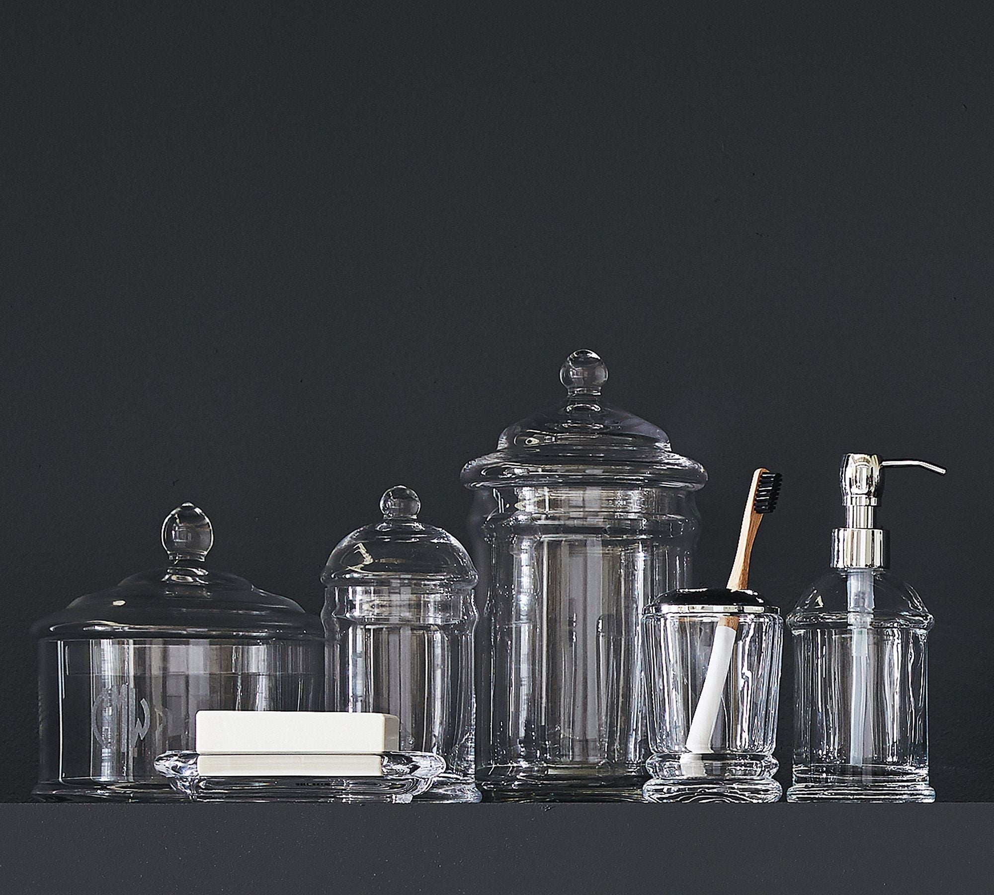 Dwell™ Classic Handcrafted Glass Bathroom Accessories Bundle 3