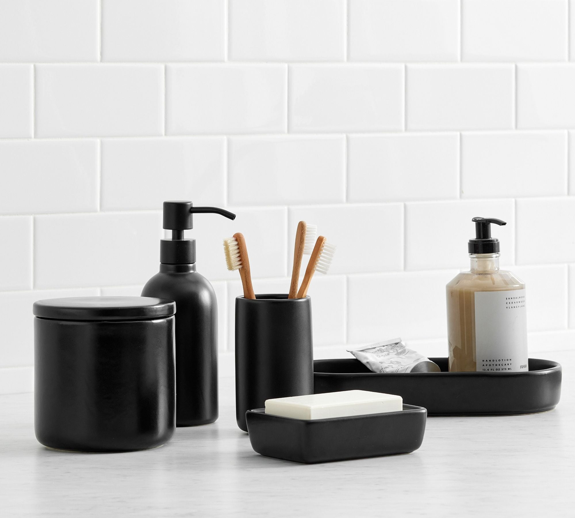 Dwell™ Matte Black Porcelain Bathroom Accessories Bundle 4