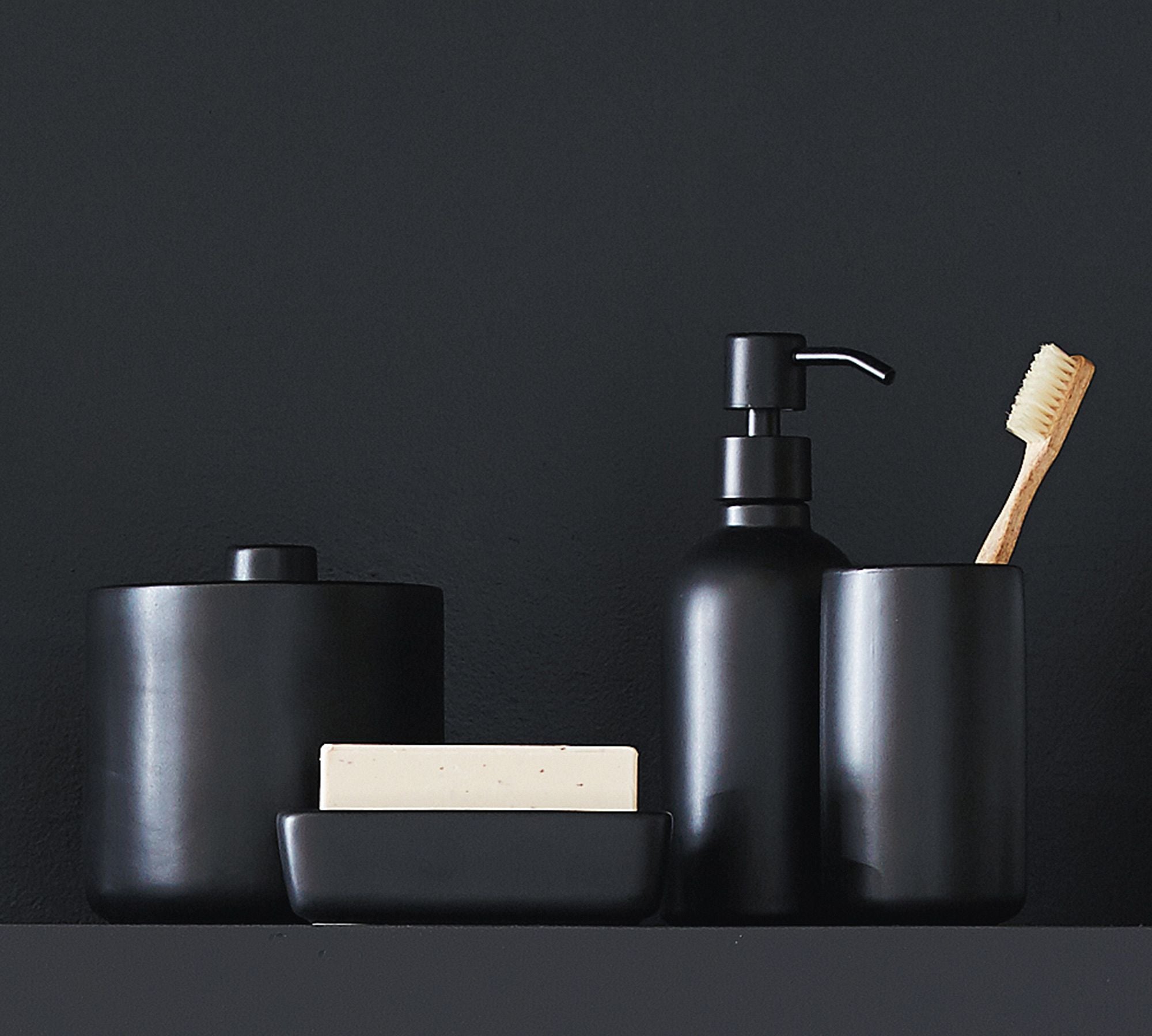 Dwell™ Matte Black Porcelain Bathroom Accessories Bundle 4